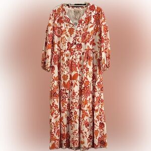 NWT Philosophy Red / Orange Floral Midi Dress